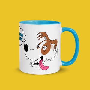 Funny Cartoon Dog Mug | Dog Lover Gift | Mug with color inside | You Gonna Eat That?