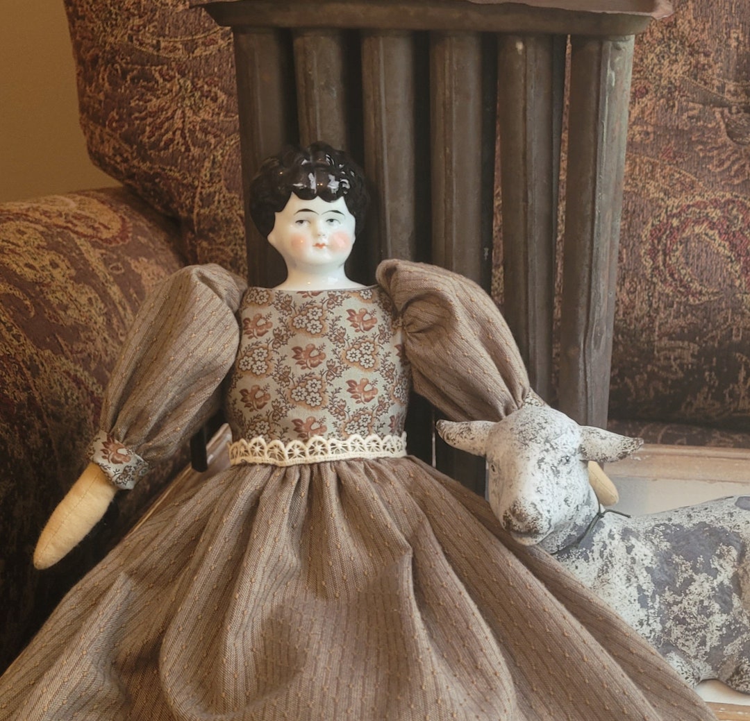 Antique Style China Doll Dress With Tucks and Contrasting Bodice. Fits