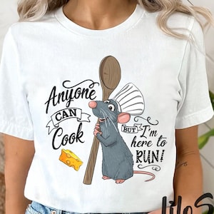 Shirt Remy Ratatouille, iedereen kan koken, maar ik ben hier om te eten, shirt muis chef-kok, bijpassend Epcot-shirt familie, ratatouille-T-shirts, eten en wijn