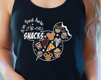 Here for the Snacks Tank, Mickey Snacks Shirt, I'm Just Here For The Snacks, Magic Kingdom Tee, Women's Muscle Tee, Women's Workout Tank