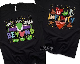 Koszulka dla par „To Infinity And Beyond”, koszulka „Toy Story Buzz and Jessie”, koszulki dla najlepszych przyjaciół, pasujące koszulki dla rodziny i przyjaciół