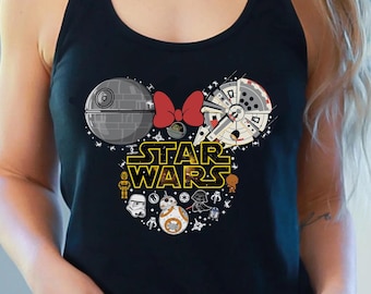 Star Wars-linne, linne med Musse Pigg-öron, linne med Galaxy's Edge, Magic Kingdom-tröja, muskeltröja för kvinnor, träningslinne för kvinnor, Darth Vader-tröja