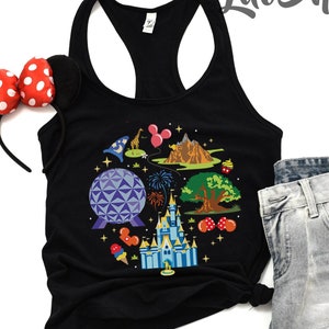 Four Parks Racerback Tank, Mickey Minnie Ears Tank Top, Magic Kingdom Shirt, Magical Castle Tank, Women&#39;s Muscle Tee, Women&#39;s Workout Tank