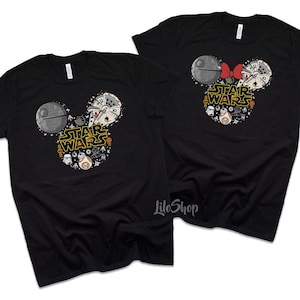 Star Wars Couple Shirt, Mickey and Minnie, Star Wars Shirt, Honeymoon Shirts, Matching Family Vacation Shirt, Galaxy's Edge Couples Tees image 1