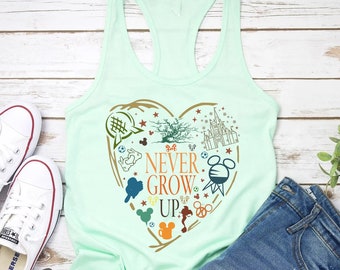 Peter Pan Never Grow Up, Peter Pan Tank, Never Grow Up Shirt, Mickey Minnie Shirt, Women's Muscle Tee, Women's Workout Tank