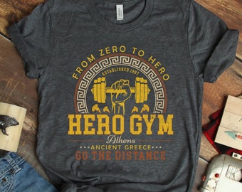 Camiseta de gimnasio de Hércules, "Ve más allá", camiseta familiar de Epcot Magic Kingdom, papá musculoso de gimnasio, camiseta de Hércules, manga larga, camiseta para papá