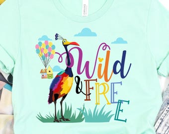 Koszulka Up, Wild & Free, Koszulka Kevin Bird, Koszulka Animal Kingdom, Monster of Paradise Falls, Koszulka inspirowana Up, Prezent Kevin Bird UP