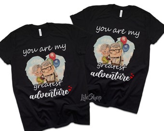 Your Are My Greatest Adventure, His Carl Her Ellie Shirts, Carl And Ellie Shirts, Up Couple Tees, Anniversary Shirts, Up Movie, Mr and Mrs