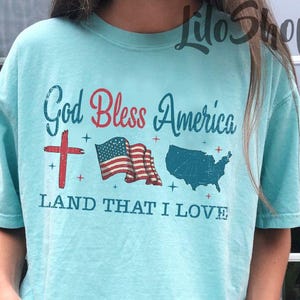 God zegene Amerika shirt, shirt Amerikaanse vlag, Fourth of July geschenken, 4 juli shirt, patriottische shirt, shirt Amerika kaart