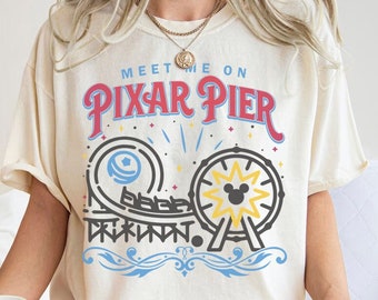 Meet Me at Pixar Pier, Californian Adventure Park Icons T-Shirt, Group Disney Shirt, Disney Family Matching Shirt, Women’s Pixar Shirt