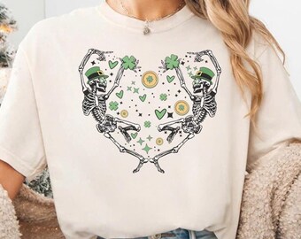 Dancing Skeleton St Patrick's Day Shirt, St Patrick's Skeleton Shirt, Funny St Patrick's Shirt, St Patrick's Shirt, Four Leaf Clover Shirt