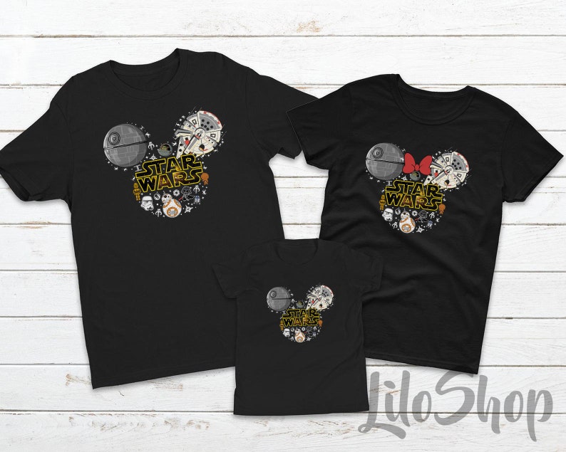 Star Wars Couple Shirt, Mickey and Minnie, Star Wars Shirt, Honeymoon Shirts, Matching Family Vacation Shirt, Galaxy's Edge Couples Tees image 2
