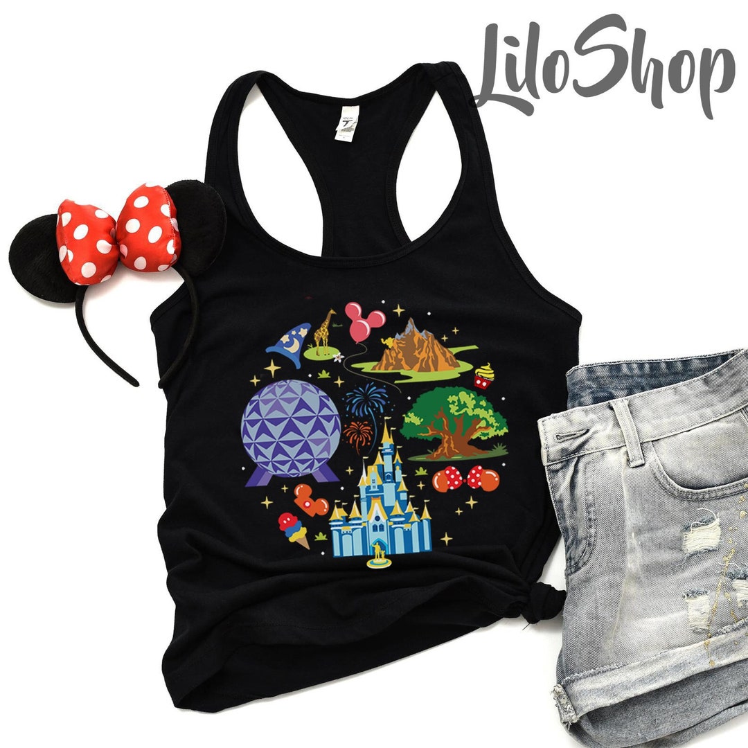 Four Parks Racerback Tank, Mickey Minnie Ears Tank Top