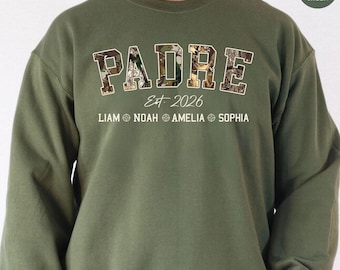 Aangepast Padre-shirt, Spaans vadershirt, Vaderdagcadeau voor Padre, Padre-shirt met kindernamen