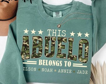 Sudadera personalizada Abuelo Comfort Colors®, Camiseta "Este abuelo pertenece a" con nombres de niños, Regalo del Día del Padre para el abuelo