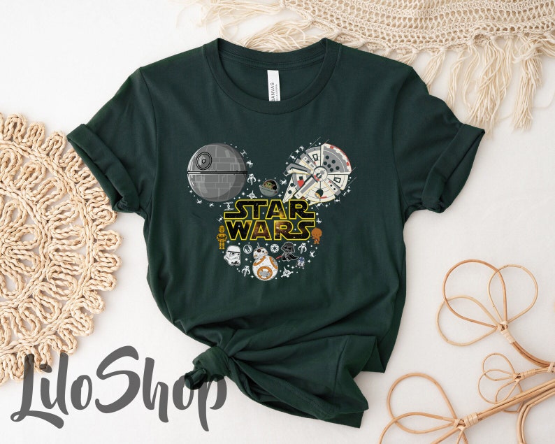 Star Wars Couple Shirt, Mickey and Minnie, Star Wars Shirt, Honeymoon Shirts, Matching Family Vacation Shirt, Galaxy's Edge Couples Tees image 5