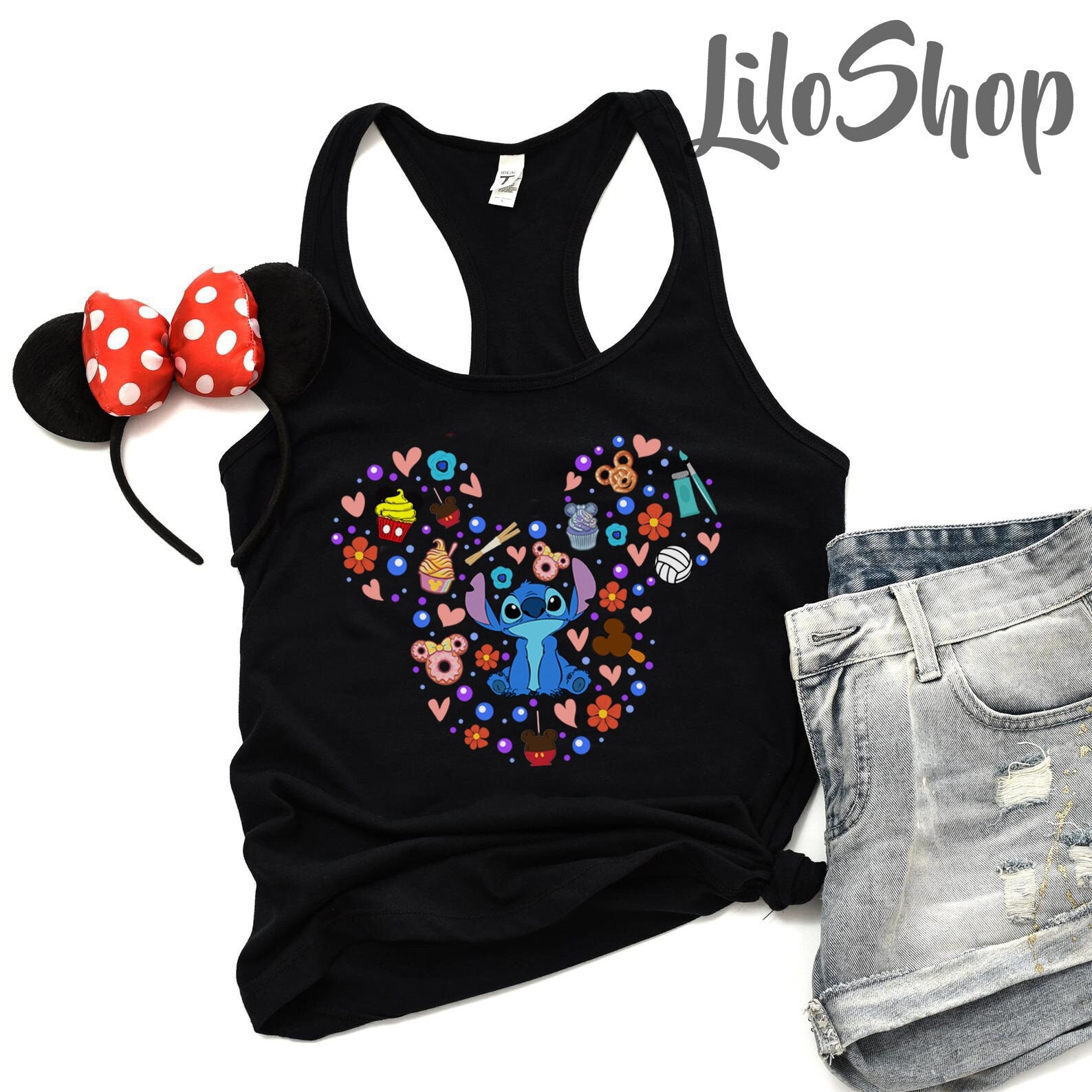 Women's Lilo & Stitch Red and Blue Gamer Racerback Tank Top – Fifth Sun