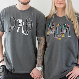 Papá Mamá La pesadilla antes de Navidad Camisa, Camisa Jack y Sally, Camiseta Jack Skellington, Camisa de viaje en pareja, Camisa de pesadilla de papá y mamá imagen 1