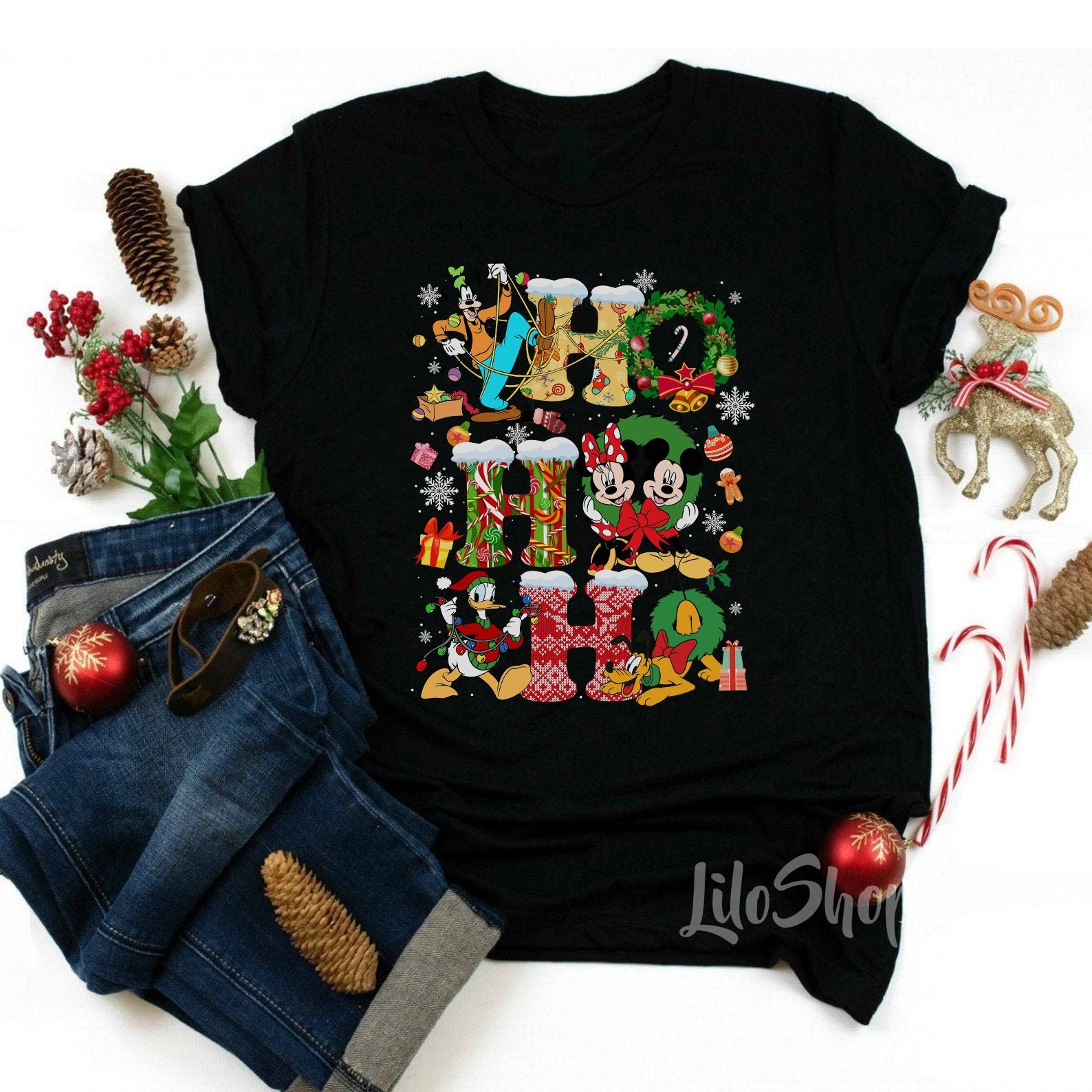 Discover Ho Ho Ho Disney Christmas Shirt, Christmas Disney Mickey and Minnie and Friends