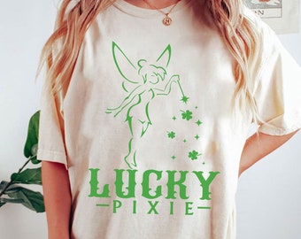 Peter Pan St Patrick's Day T-shirt, Magical Comfort Colors Shirt,  Lucky Shirt, Tinker Bell Irish Shamrock, St Patrick's Day Gift