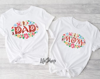 Moana Mom Dad Shirt, Moana Familienshirts, Maui Moana Hei Hei Pua, Comfort Colors Shirt, Geschenk für Papa, Geschenk für Mama, Familienreise Shirts