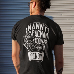Manny Pacquiao Front & Back Boxing Gloves Customizable Graphic Unisex T-Shirt image 1