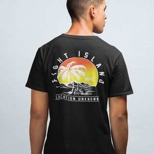 Fight Island Sunset Front & Back Graphic Unisex T-Shirt Black