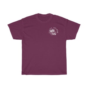 Fight Island Sunset Front & Back Graphic Unisex T-Shirt Maroon