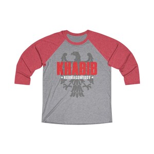 Khabib The Eagle Nurmagomedov Graphic Unisex Tri-Blend 3/4 Raglan Tee Vintage Red / Premium Heather