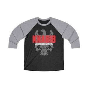 Khabib The Eagle Nurmagomedov Graphic Unisex Tri-Blend 3/4 Raglan Tee Premium Heather / Vintage Black