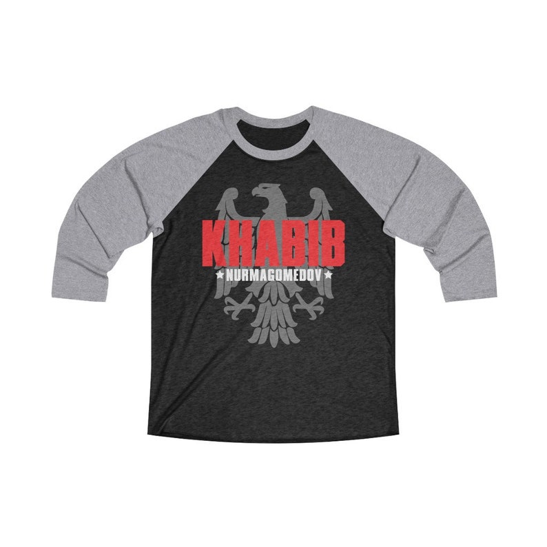 Khabib The Eagle Nurmagomedov Graphic Unisex Tri-Blend 3/4 Raglan Tee Premium Heather / Vintage Black