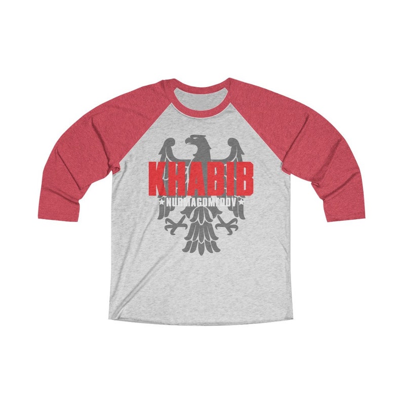 Khabib The Eagle Nurmagomedov Graphic Unisex Tri-Blend 3/4 Raglan Tee Vintage Red / Heather White