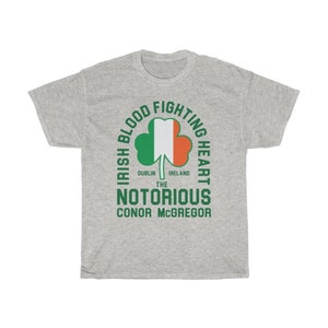 Irish Heart Fighting Heart Conor McGregor Graphic Unisex T-Shirt Ash