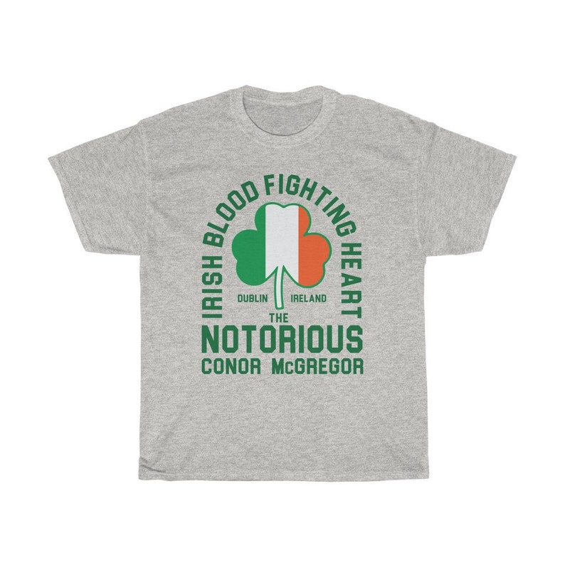 Irish Heart Fighting Heart Conor McGregor Graphic Unisex T-Shirt Ash