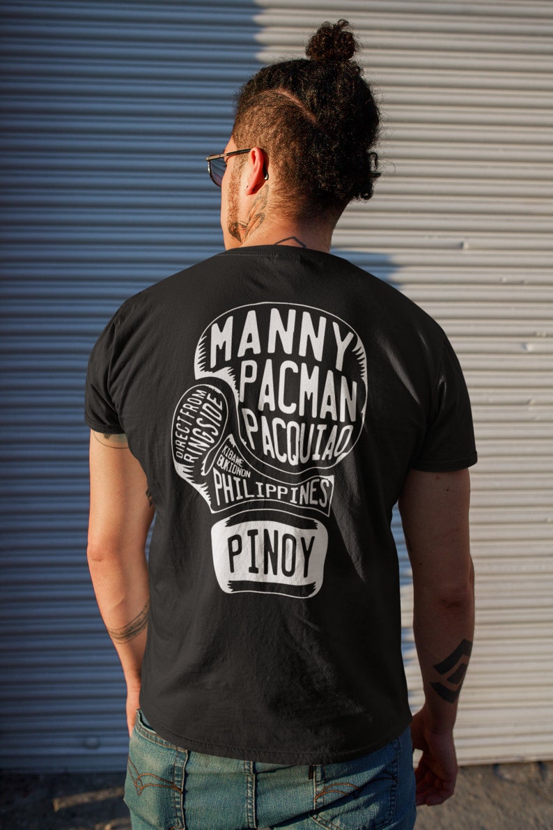 Manny Pacquiao Front & Back Boxing Gloves Customizable Graphic Unisex T-Shirt image 1