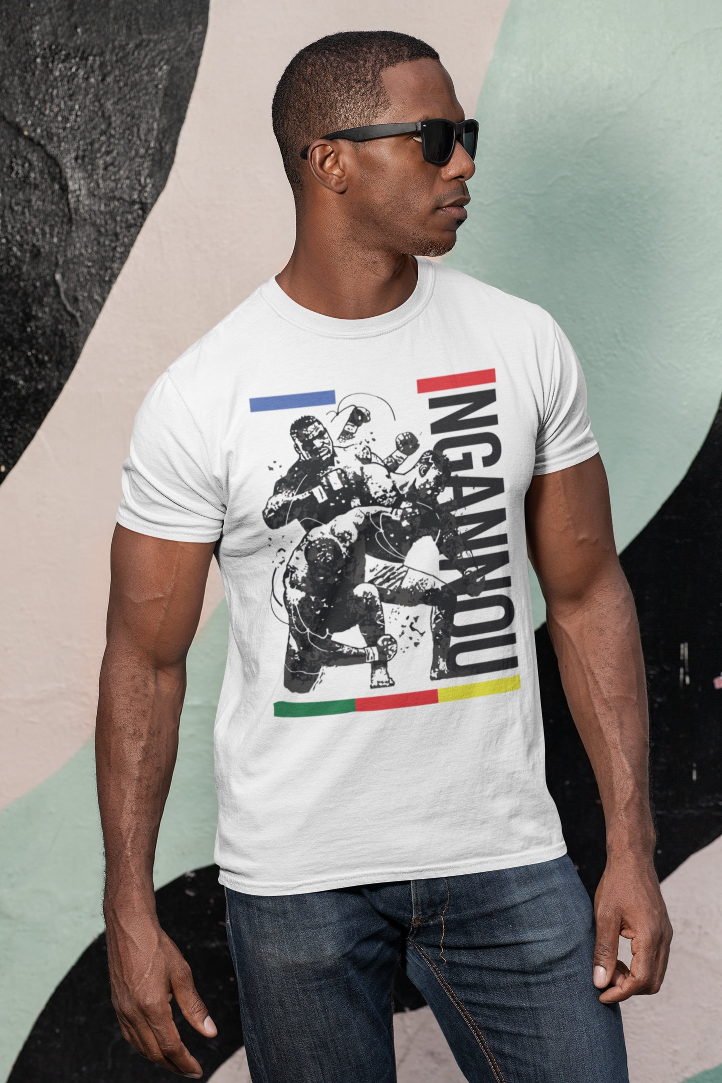 LanYee Francis Ngannou Mens Short Sleeve Raglan T-Shirt Black L LanYee Francis Ngannou Mens Short Sleeve Raglan T-Shirt Black L