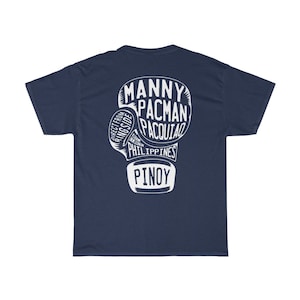 Manny Pacquiao Front & Back Boxing Gloves Customizable Graphic Unisex T-Shirt Navy