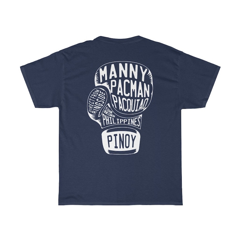 Manny Pacquiao Front & Back Boxing Gloves Customizable Graphic Unisex T-Shirt Navy