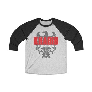 Khabib The Eagle Nurmagomedov Graphic Unisex Tri-Blend 3/4 Raglan Tee Vintage Black / Heather White