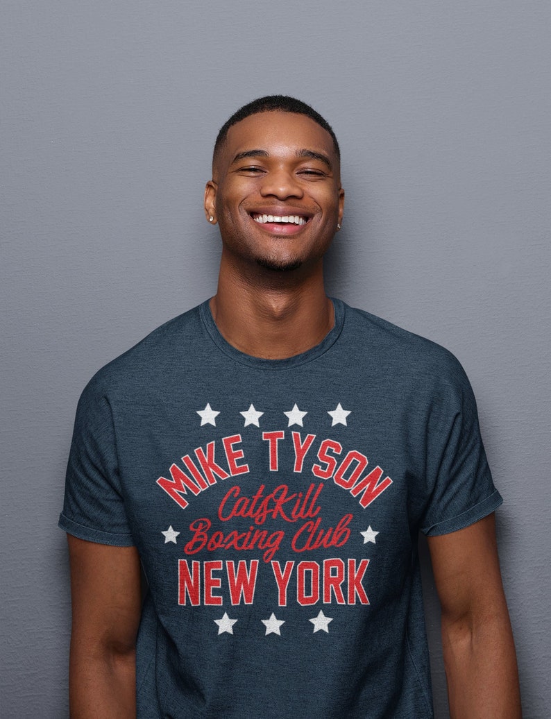 Mike Tyson Classic Catskill Boxing Club NY Graphic Unisex Jersey Tee Heather Navy