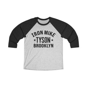 Iron Mike Tyson Classic Raglan 3/4 Unisex T-Shirt Vintage Black / Heather White