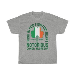 Irish Heart Fighting Heart Conor McGregor Graphic Unisex T-Shirt Sport Grey