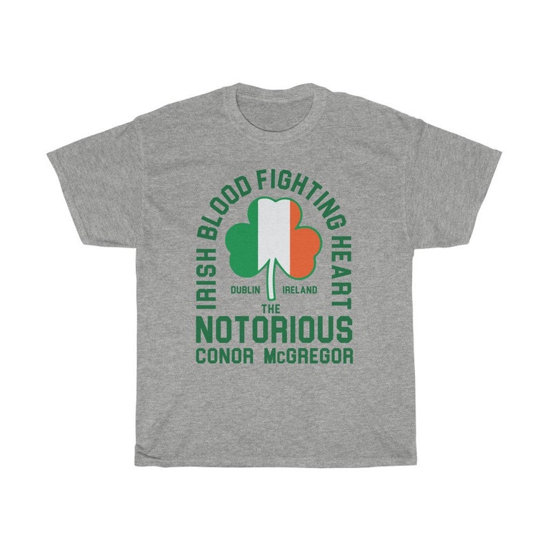 Irish Heart Fighting Heart Conor McGregor Graphic Unisex T-Shirt Sport Grey