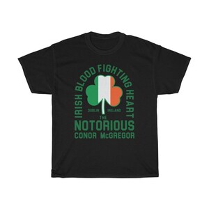 Irish Heart Fighting Heart Conor McGregor Graphic Unisex T-Shirt Black