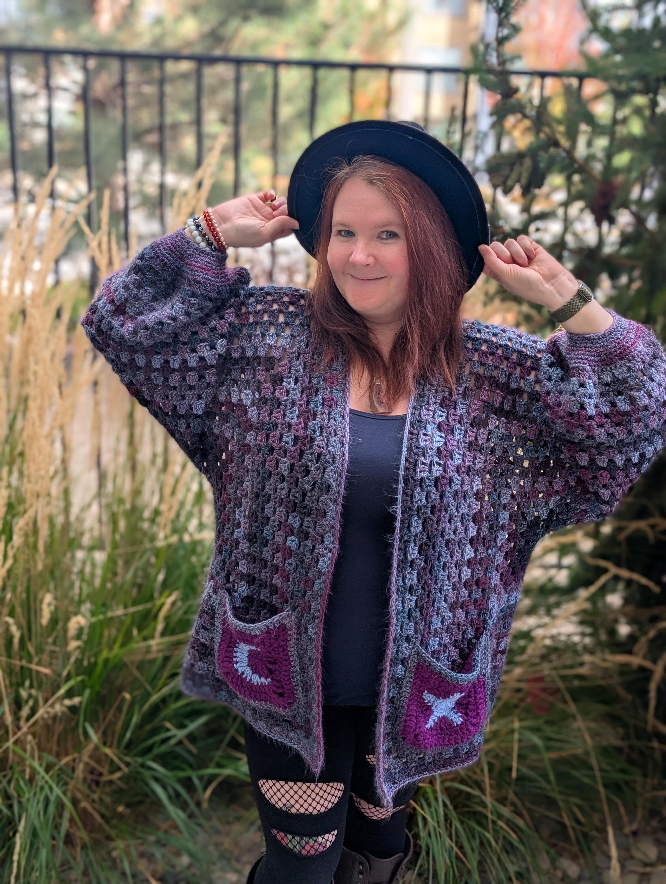 Celestial Dreams Cardigan - Oversized, Crochet, Granny Hexagon