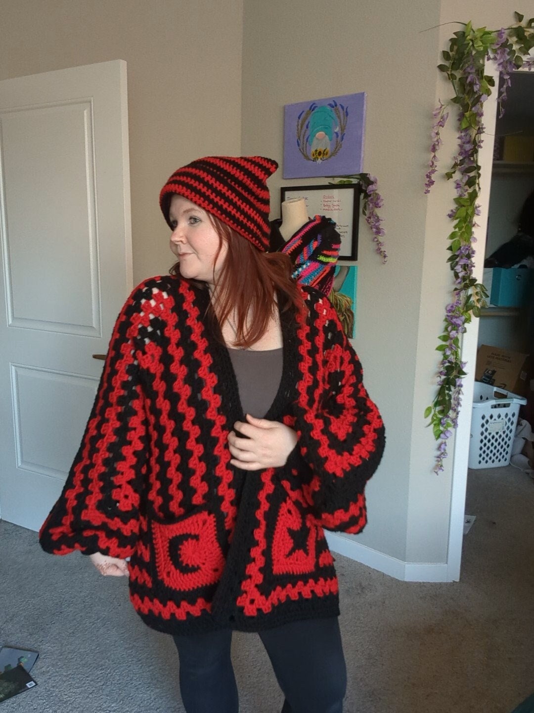 Dark Fantasy Cardigan - Oversized, Crochet, Granny Hexagon