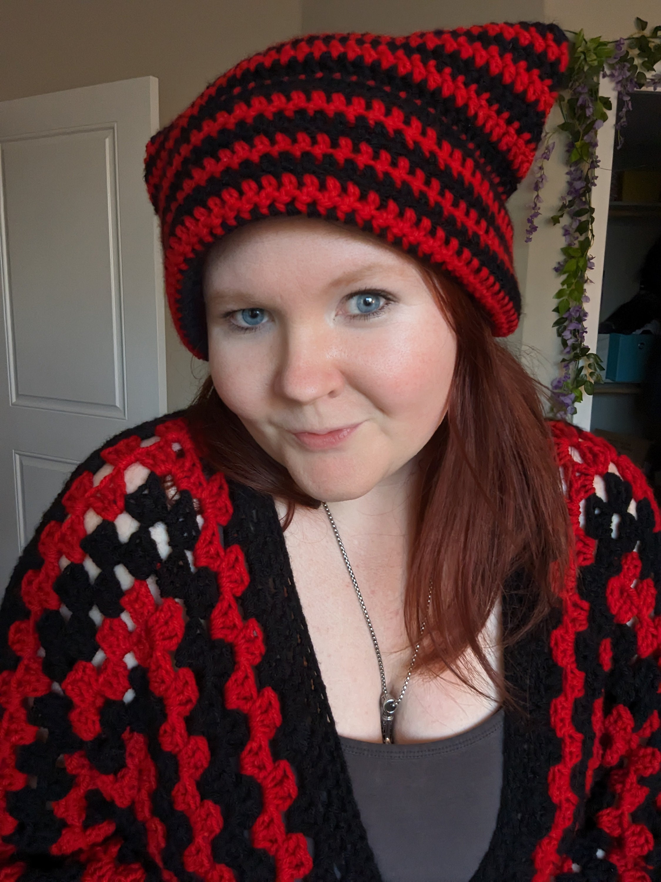 BQJX クロシェ ニット ラグ ビンテージ 赤 黒 スクエア エスニック O BQJX クロシェ ニット ラグ ビンテージ 赤 黒 スクエア エスニック O