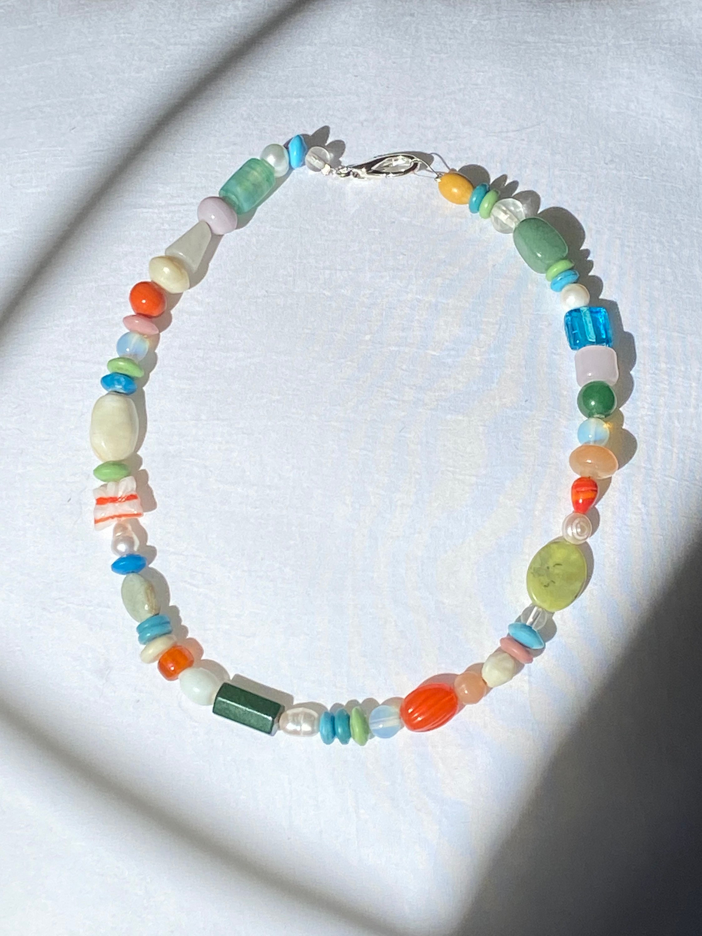 Funky Multicolored Beaded Necklace Etsy UK