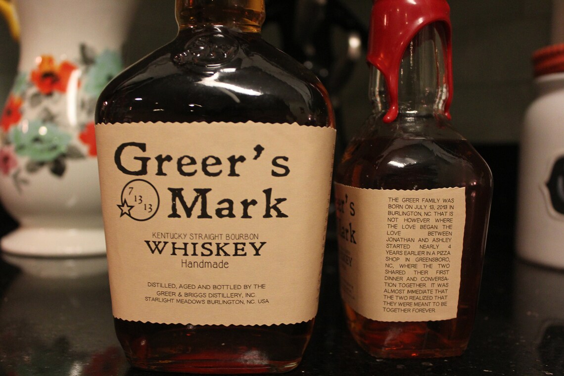 Personalized maker's mark bottle labels