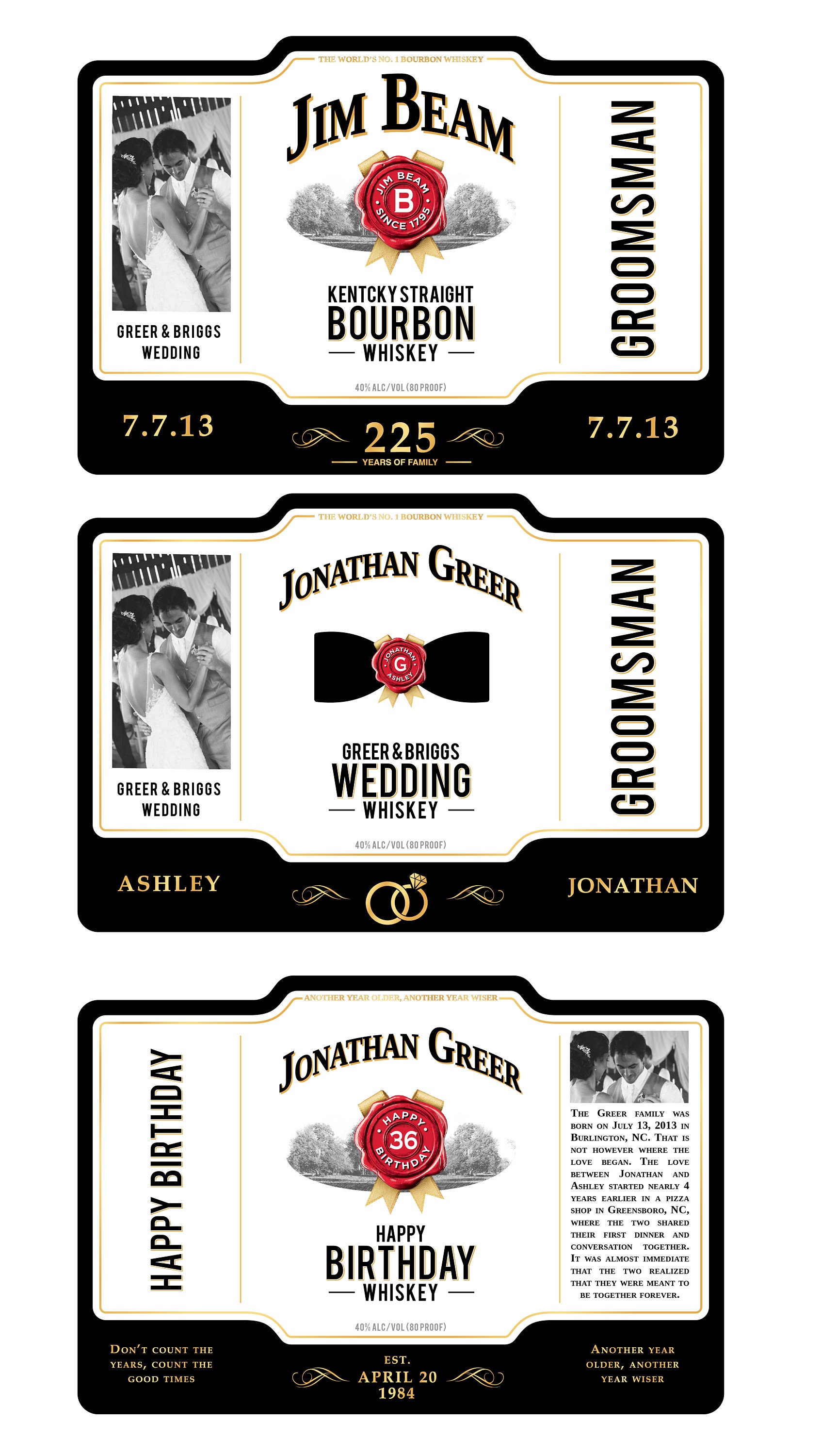 Personalized Label to fit Jim Beam Whiskey Bottle For | Etsy